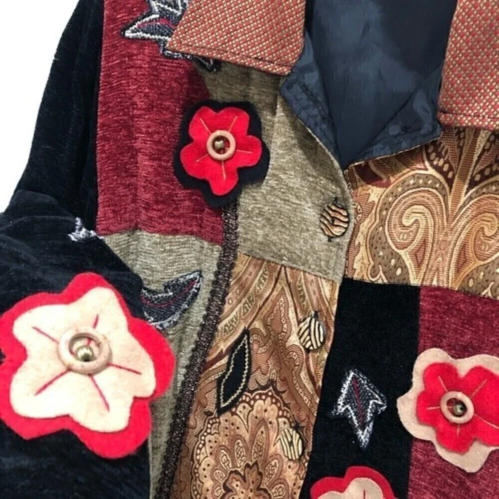 JULIA KIM Velvet‎ Patched Jacket  L - Picture 6 of 8